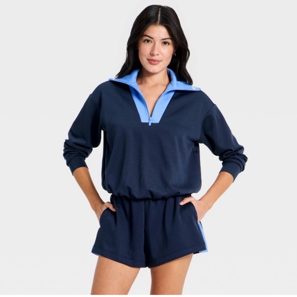 Navy and Light Blue Quarter-Zip sweatshirt